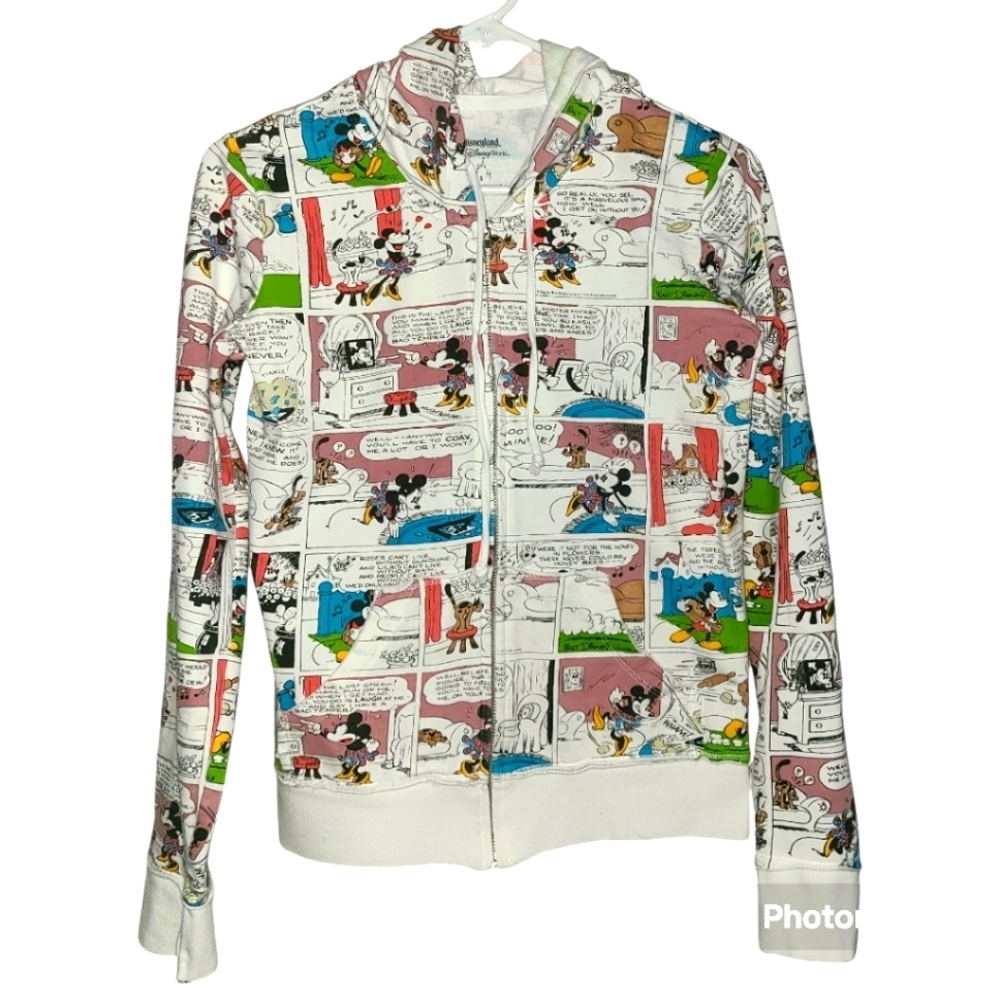 Disneyland Walt Disney World Comic full zip hoodie‎ sweatshirt sz Small